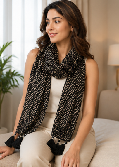 Zigzag | Ajrakh Cotton Stole
