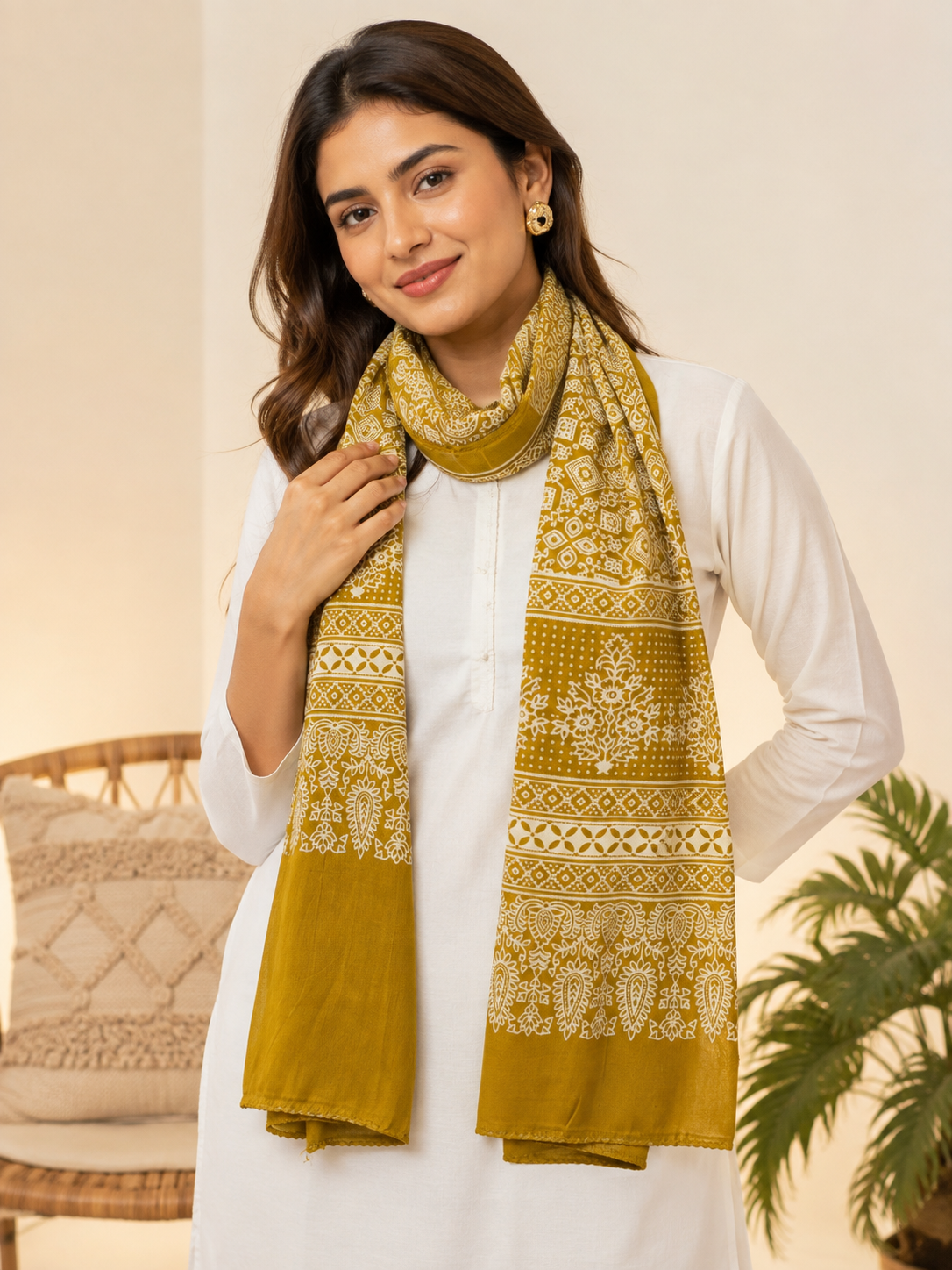 Royal Flora | Mushroom Silk Stole