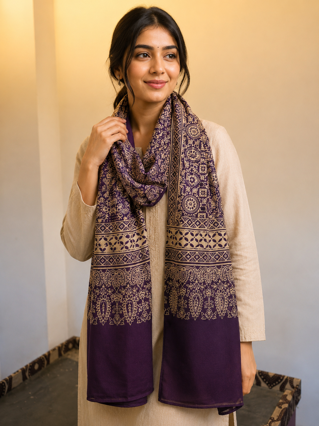 Royal Flora | Mushroom Silk Stole