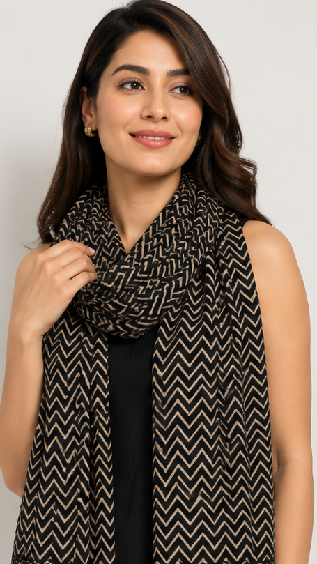 Zigzag | Ajrakh Cotton Stole