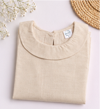 Women's Contemporary Beige Linen Top | Peter Pan Collar | Mannokriti