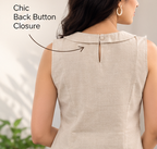Women's Contemporary Beige Linen Top | Peter Pan Collar | Mannokriti