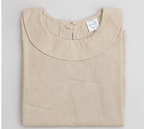 Women's Contemporary Beige Linen Top | Peter Pan Collar | Mannokriti
