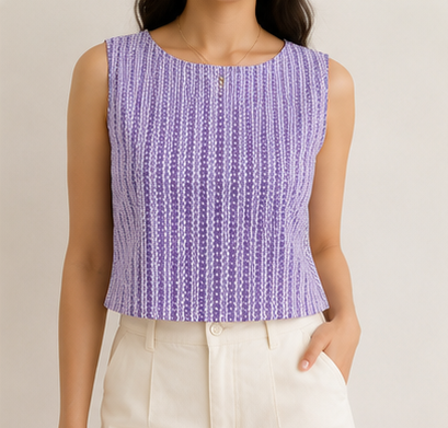 Heritage Stripe Purple Cotton Top