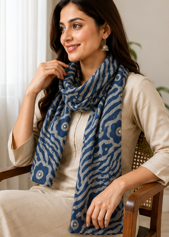 Maze with Pearls  | Batik Stole